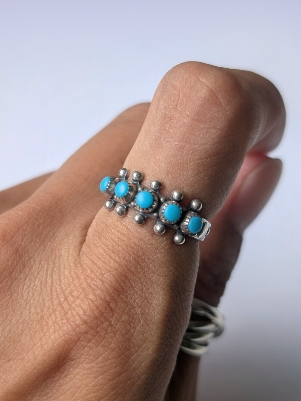 Vintage Bell Trading Post ring Turquoise Snake Eye Sterling Silver Size 6